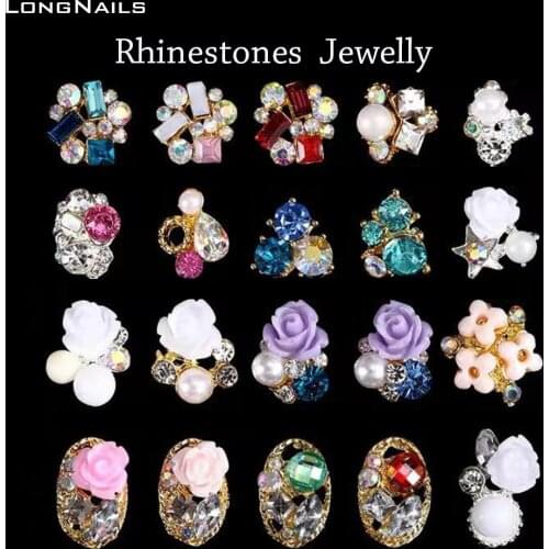 100pcs Korean Rose Mixed Pile Jewelry Alloy 6-8mm Pearl Diamond Oval Decoration Bulk Random Charms Metal Nail Gem Artdecor #3241