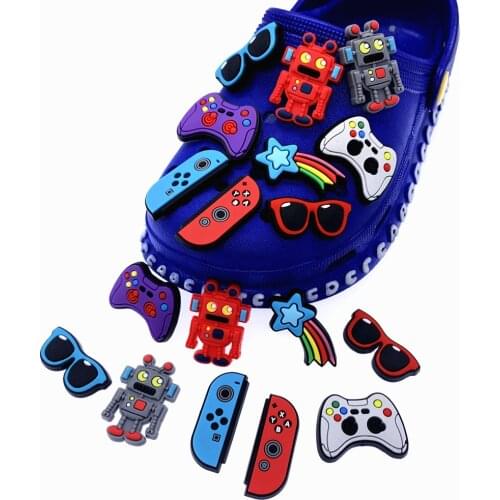 100PCS Wholesale Mix Cartoon Game Console Sunglasses Shoes Charms Silicone Shoe Decoration For Croc Accessories Buckle