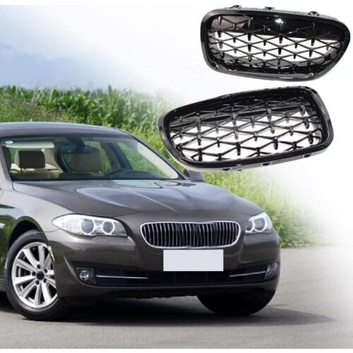 2Pcs Kidney Grille Durable Anti-scratch Gloss Black Front Center Grill Replacement 51137203650 51137261355 51137203649 for BMW 5