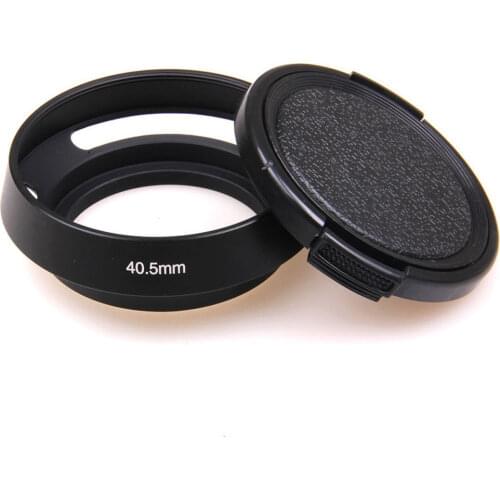 40.5mm Screw-in metal tilted vented Lens Hood + Lens cap For Sony A6500 A6300 A6100 A6000 A5100 A5000 With Sony E 16-50mm lens