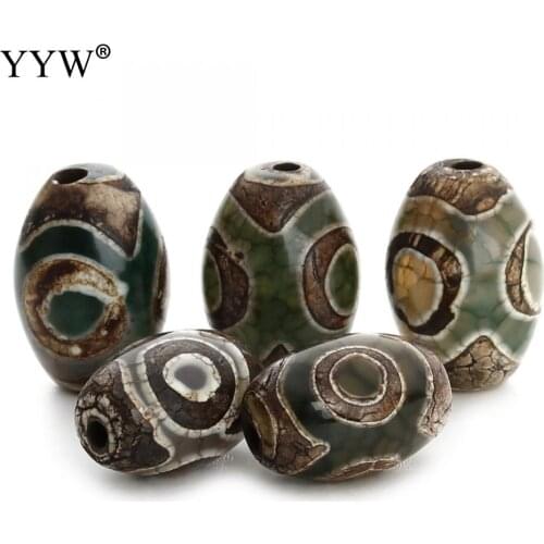 5PCS/Lot 9-10mm Natural Tibetan Beads Dzi Eyes Oval DIY Bracelet Necklace Charms Findings For Jewelry Making Accessories