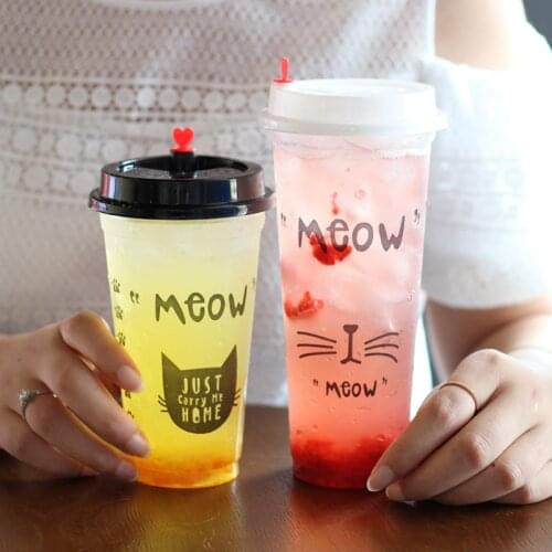 500pcs 90 caliber disposable tea cup 500ml juice coffee drink packaging cups party favor beverage plasti cup with lid wholesale