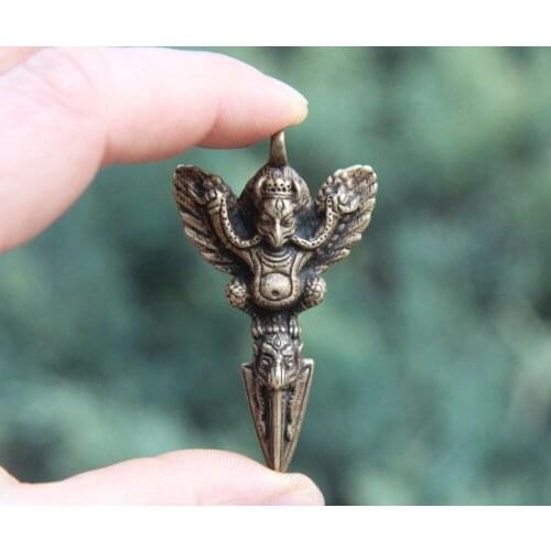 6 CM Tibet 100% Pure Bronze Garuda Dhwaja Dorje Vajra-pest Bird Amulet Pendant