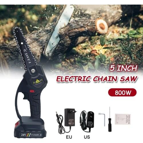800W 24V Electric Chainsaw Pruning Saw One-handed Rechargeable Handheld Mini Pruning Shears Saws Tree Trimming Wood Cutting