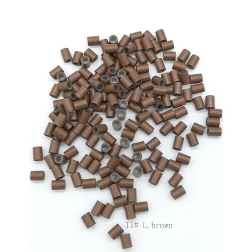 Freeshipping - 10000pcs 4.5mm With Silicone Copper Tube Rings Links Beads / Black D-Brown Brown L-Brown D-Blonde Blonde