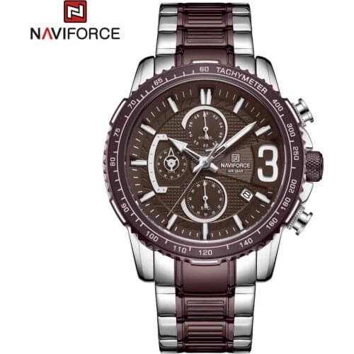 NAVIFORCE Men Sport Chronograph Stainless Steel Waterproof Fashion Luxury Watch Date Clock Quartz Wristwatch Relogio Masculino