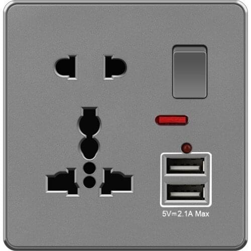 DepoGuye Wall Universal Socket,socket with Usb for Home ,outlet 220v Korea Dual USB 2.1A Phone Charging Outlet 86mm*86mm