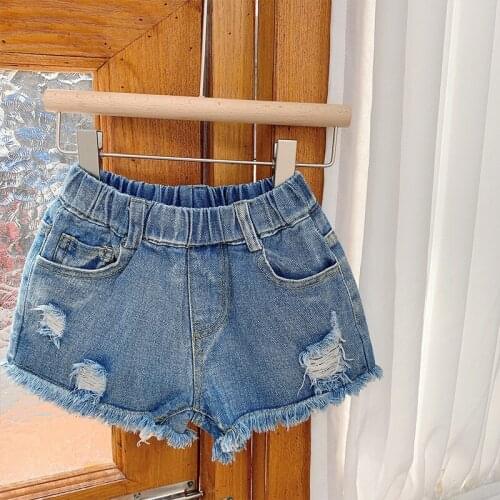 Childrens Denim Shorts 2021 Summer New Baby Girls Shorts Fashion Broken Hole Denim Shorts for Girls 2-9 Y Toddler Summer Pants