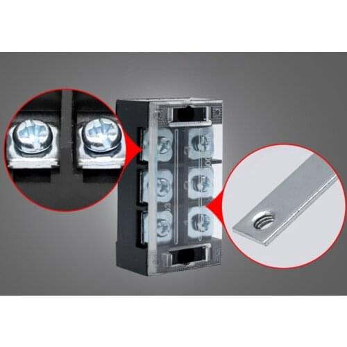 1pc 25A 600V Dual Row Barrier Screw Terminal Block Wire Connector TB Series 6 Positions Ways Connectors