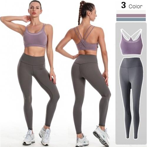 Elasticity Conjunto Deportivo Mujer Sport Outfit For Woman Clothes Yoga Suit Leggings And Bra Suit For Gym