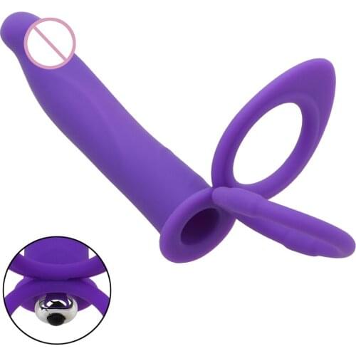 Strap-on Dildo Vibrator 10 Speed Adult Products Anal Butt Plug for Man With Penis Ring Double Penetration Vibrator Silicone