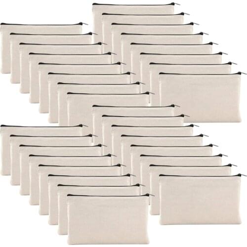 32Pcs Canvas Zipper Bag Pencil Case Cosmetic Bag Blank Bag DIY Craft Bag Cosmetic Bag Cosmetic Bag DIY Craft School