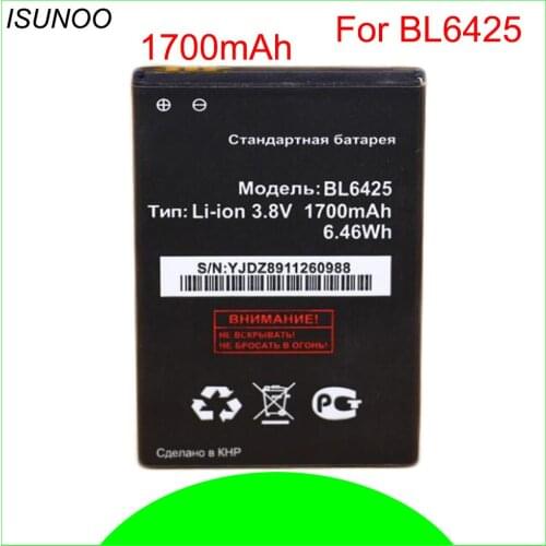 ISUNOO 5pcs/lot 1700mAh Rechargeable Replacement BL6425 BL 6425 Lithium Battery For fly fs454 Batteries