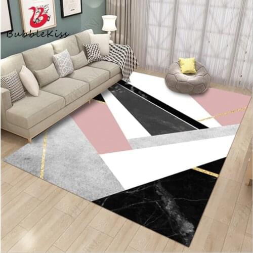 Nordic Style Geometric Pink Black Marble Pattern Carpet Carpets For Living Room Coffee Table Mat Bedroom Rugs Non-slip Floor Mat