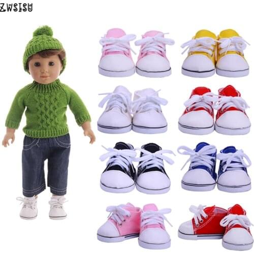 ZWSISU Handmade Doll Shoes 15Colors Canvas Shoes For 18 Inch American Doll & 43 Cm Baby Logan Doll For Our Generation Girl`s Toy