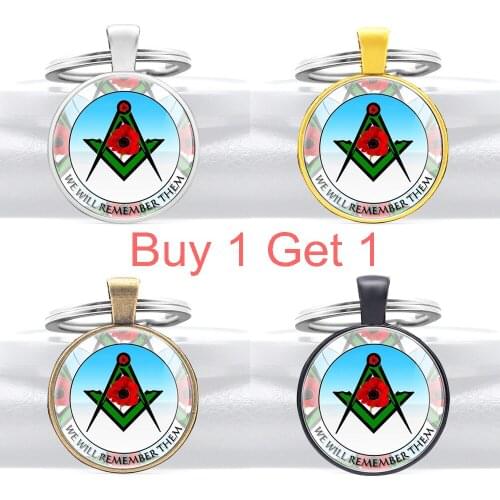 Buy 1 Get 1 Classic Freemason Flowers Design Pendant Key Chain Quote We Will Remember Them Jewelry Key Rings Gifts