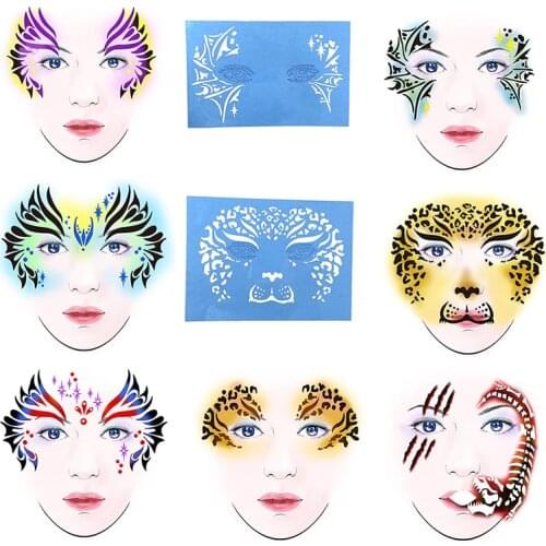 OPHIR Reusable Face Paint & Temporary Tattoo Stencil Facial Design Makeup Body Painting Template for Halloween Party FA26-FA48