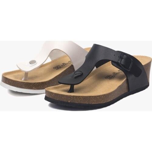 COSMAGIC Fashion Summer Women Wedge Cork Flip Flops Slipper 2021 New Beach Outside Non-slipe Trifle Platform Med Heel Slide Shoe