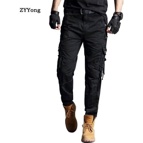 ZYYong Multi-Pocket Cotton Military Mens Camouflage Pants Street Clothing Workwear Trend Casual Wear-Resistant Mens Trousers