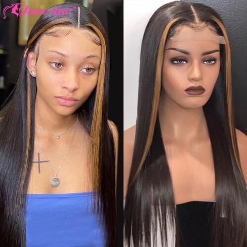 Highlight Wig Human Hair 13*1 T Part Lace Front Wig 4x4 Lace Closure Wig Straight Wigs for Women Human Hair Wigs Jazz Star