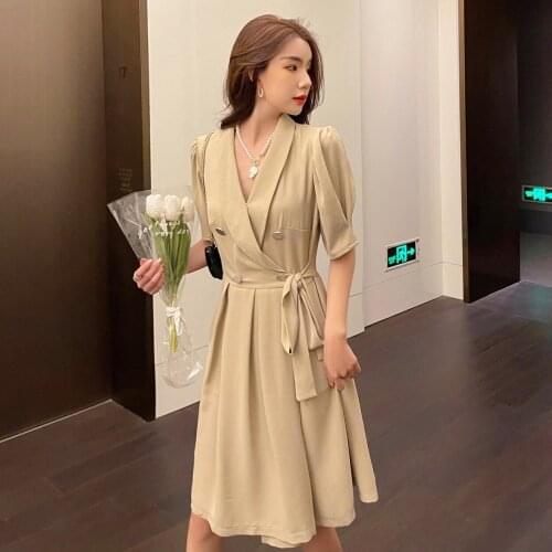 2021 Summer Collect Show Thin Waist With Temperament Of Restoring Ancient Ways Design Feels Suit The Dress With Short Sleeves