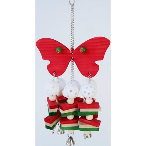 Parrot Cage Hanging Toys Christmas Chewing Toys for Bird with Bell Red Parrot Bite Pet Products