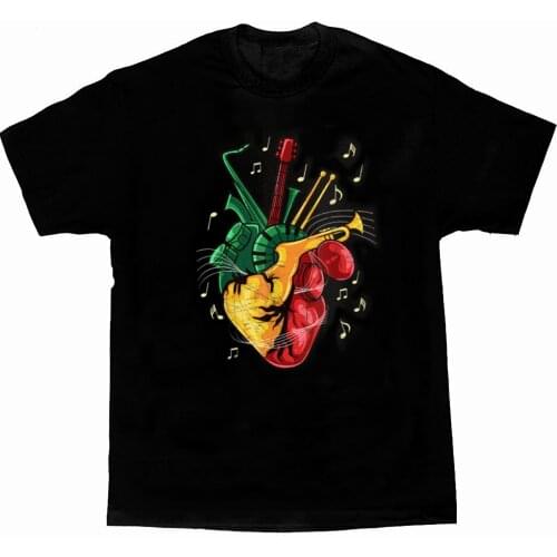 Reggae Lover Jamaican Heart Reggae Music Rastafari T-Shirt. Summer Cotton Short Sleeve O-Neck Mens T Shirt New