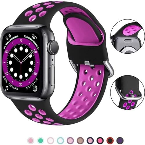 Sport strap for Apple Watch 6 band 44mm 42mm 40mm 38mm silicone wristband iWatch series 6/5/4/3/2/1/SE bracelet Accessories