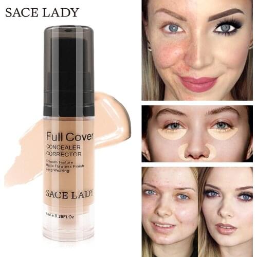 SACE LADY Full Cover Liquid Concealer Makeup 6ml Eye Dark Circles Cream Face Corrector Waterproof Make Up Base Cosmetic