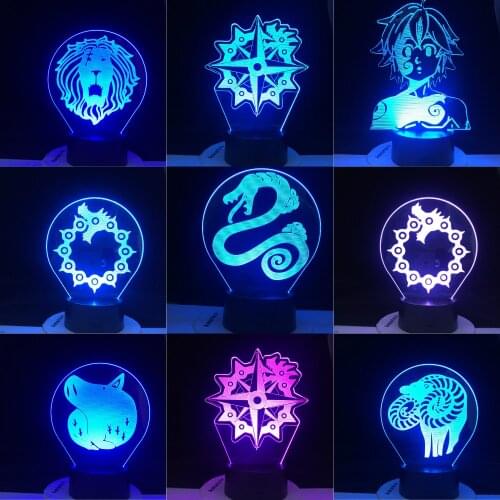The Seven Deadly Sins Meliodas Anime Night Light for Children Suprise Gifts MELIODAS DRAGON WRAITH BAN FOX GREED GRIZZLY BEAR