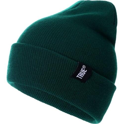 Letter True 10 Colors Casual Beanies for Men Women Fashion Knitted Winter Hat Solid Hip-hop Skullies Hat Bonnet Unisex Cap