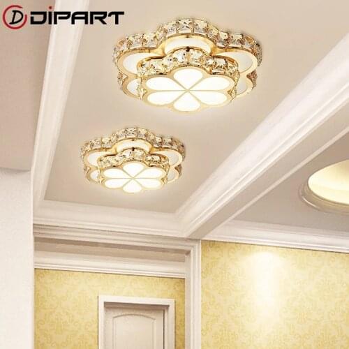 Modern Fashion Flower LED Crystal Ceiling Chandelier Lamps Gold Plafonnier Corridor Lustre Corridor Balcony Entrance lighting