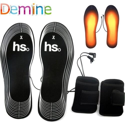 Demine Winter Heated Insoles Electric Battery Heating Warm Shoes Inserts Free Cut Carbon Fiber Foot Pads Thermal Heater Insoels