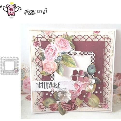 Piggy Craft metal cutting dies cut die mold 3Pcs Lace square frame Scrapbook paper craft album card punch knife art cutter die