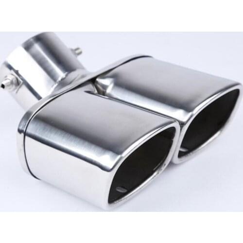 Stainless Steel Exhause 1 to 2 Dual Pipe Chrome Trim Modified Car Rear Tail Throat Liner Bend / Straight Square Exhaust Muffler