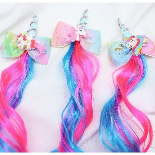 Women Girls Colorful Wig Ponytail Cartoon Unicorn Hair Clip Sweet Princess Hair Ornament Hairgrip Hairpins Kids Hair Accessories