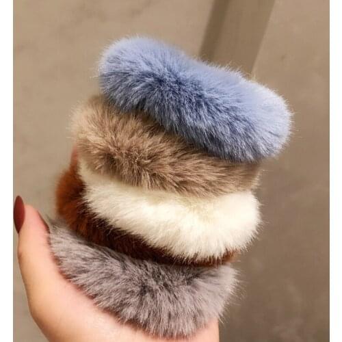 1piece Plush Hair Ring Girls Barrette Makeup Candy Color Hair Band Women Fashion Barrettes Hair Accessories