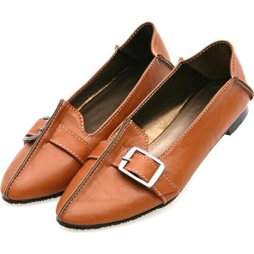 2017 New Promotion Large Size 34-43 Womens Fashion Shoes Woman Flats Spring Female Ballet Metal Pointed Toe Solid Casual -19