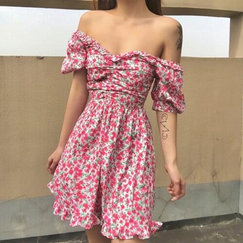 Summer Dress Femme Robes Women A-Line Dresses Shrinakge V-Neck Short Lantern Sleeves Pint Mini Dress For Woman Clothing Vestidos