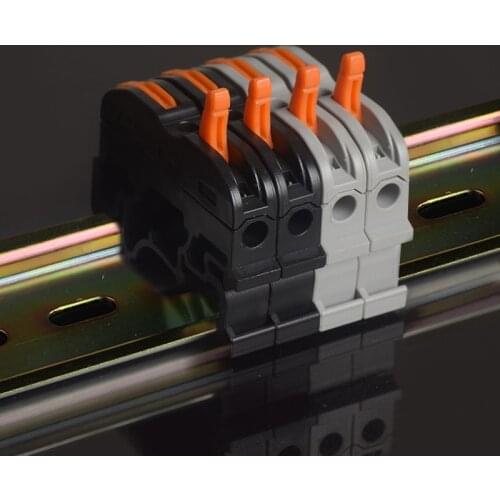 10Pcs 1P Terminals Universal Compact Wire Wiring Connector Din Rail Conductor Terminal Block with Lever PCT-211