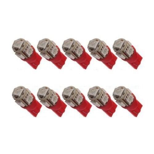 10x T10 194 168 501 W5W CULOT 5 LED 5050 SMD Bulb Night Lights RED 12V car lights