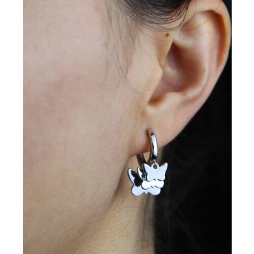 2021 cute butterfly charm hoop earring for women minimal delicate trendy fashion 3pc butterfly pendant mini hoop earring jewelry