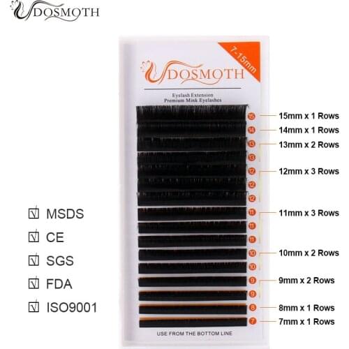 5trays 16rows/case,7~15mm mix , individual eyelash extension,Natural mink eyelashes makeup False eyelash