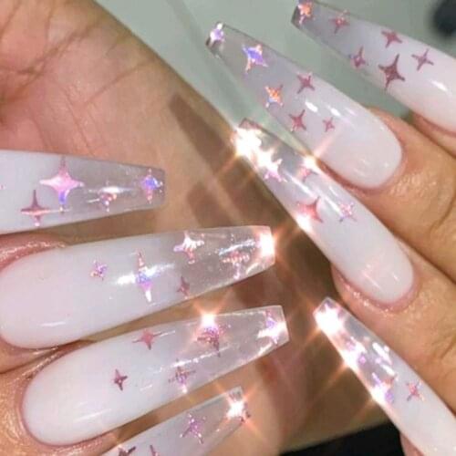 50g Holographic Quadrangle Star Nail CROSS-SHAPE STAR Glitter Sequins Tetragonal Dazzling Colorful Flakes DIY Nail Glitters PD17