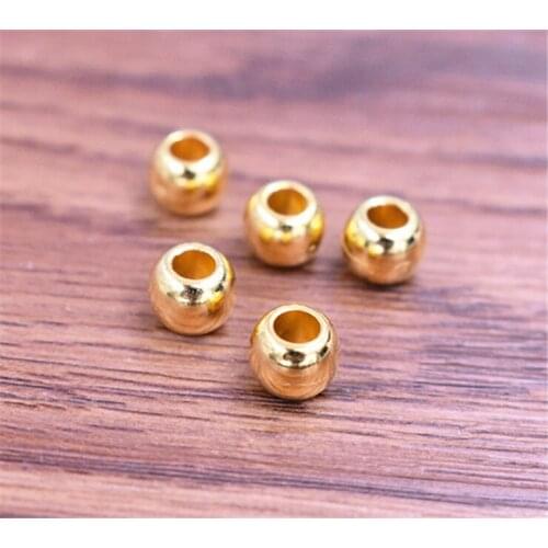 100pcs/lot Large Hole Gold Color Plated Acrylic Beads Loose Round Beads For Bracelet Necklace DIY Jewelry Accessories