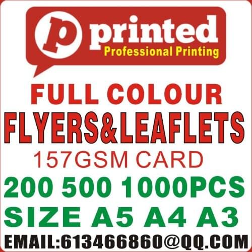 A4 Flyers Leaflet Double Sided Full Color 157gsm Artpaper - 200pcs Free Design FREE shipping