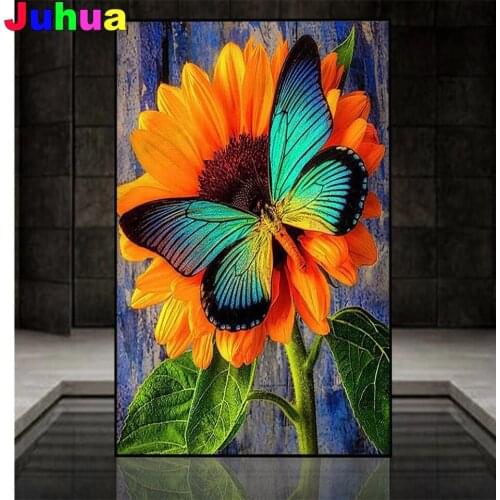 Flower Sunflower 5d diy diamond painting cross stitch full square round drill butterfly diamond embroidery gift home decor