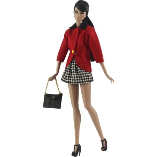 England Red Jacket Plaid Skirt Dress Outfit Suit Sets for Barbie BJD FR SD Doll Clothes Role Play Accessories Toys for Girl