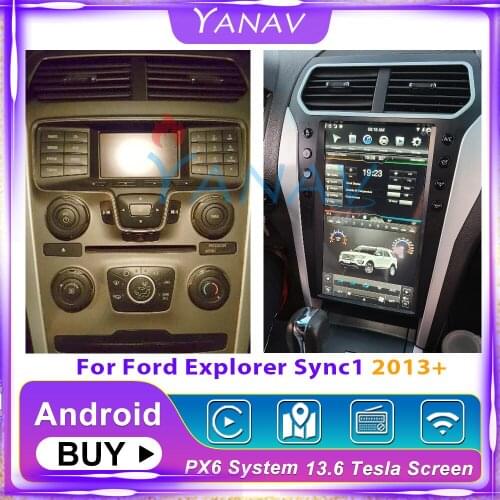13.6 Inch Tesla Car Radio For Ford Explorer 2013 Sync1 Vertical GPS Navigation Car Stereo DVD Player Multimedia Audio Player