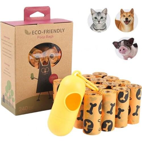 Biodegradable Dog Poop Bag Pet Waste Pick Up Garbage Bags 16 Rolls+Dispenser Outside Toilet Clean Waste Trash Bag For Cats Dogs